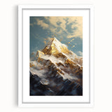 Majestic Mountain Glam Wall Art - Luxury Gold and Blue Decor for Homes