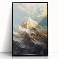 Majestic Mountain Glam Wall Art - Luxury Gold and Blue Decor for Homes