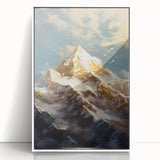 Majestic Mountain Glam Wall Art - Luxury Gold and Blue Decor for Homes