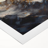 Majestic Mountain Glam Wall Art - Luxury Gold and Blue Decor for Homes