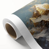 Majestic Mountain Glam Wall Art - Luxury Gold and Blue Decor for Homes