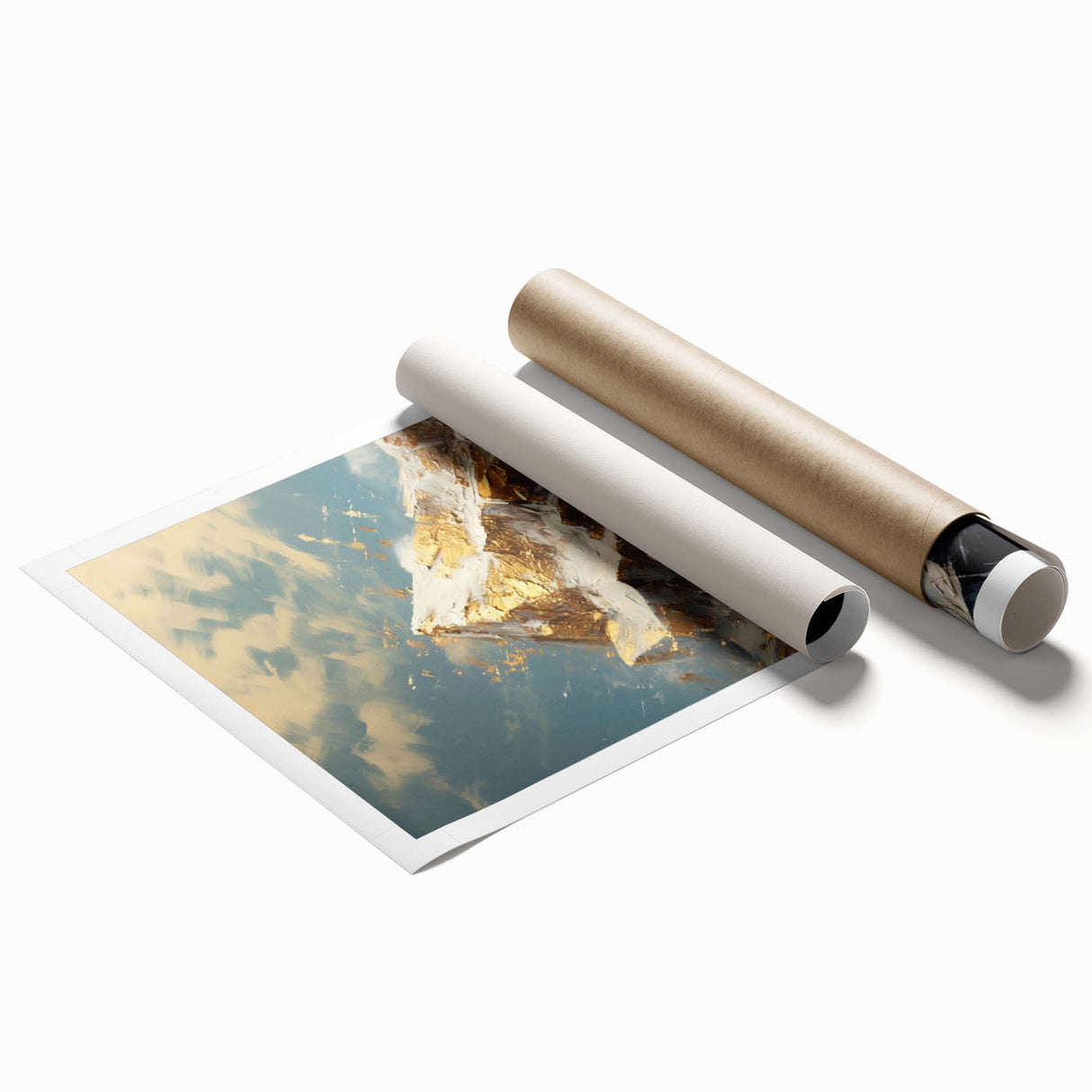 Majestic Mountain Glam Wall Art - Luxury Gold and Blue Decor for Homes