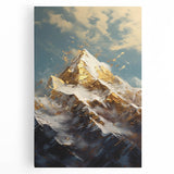 Majestic Mountain Glam Wall Art - Luxury Gold and Blue Decor for Homes