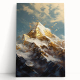 Majestic Mountain Glam Wall Art - Luxury Gold and Blue Decor for Homes