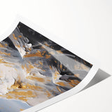 Luxury Mountain Glam Wall Art - Gold and White Decor for Elegant Homes