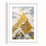 Golden Mountain Glam Wall Art - Elegant White and Gold Home Decor