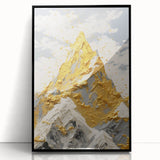 Golden Mountain Glam Wall Art - Elegant White and Gold Home Decor