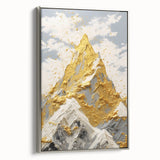 Golden Mountain Glam Wall Art - Elegant White and Gold Home Decor