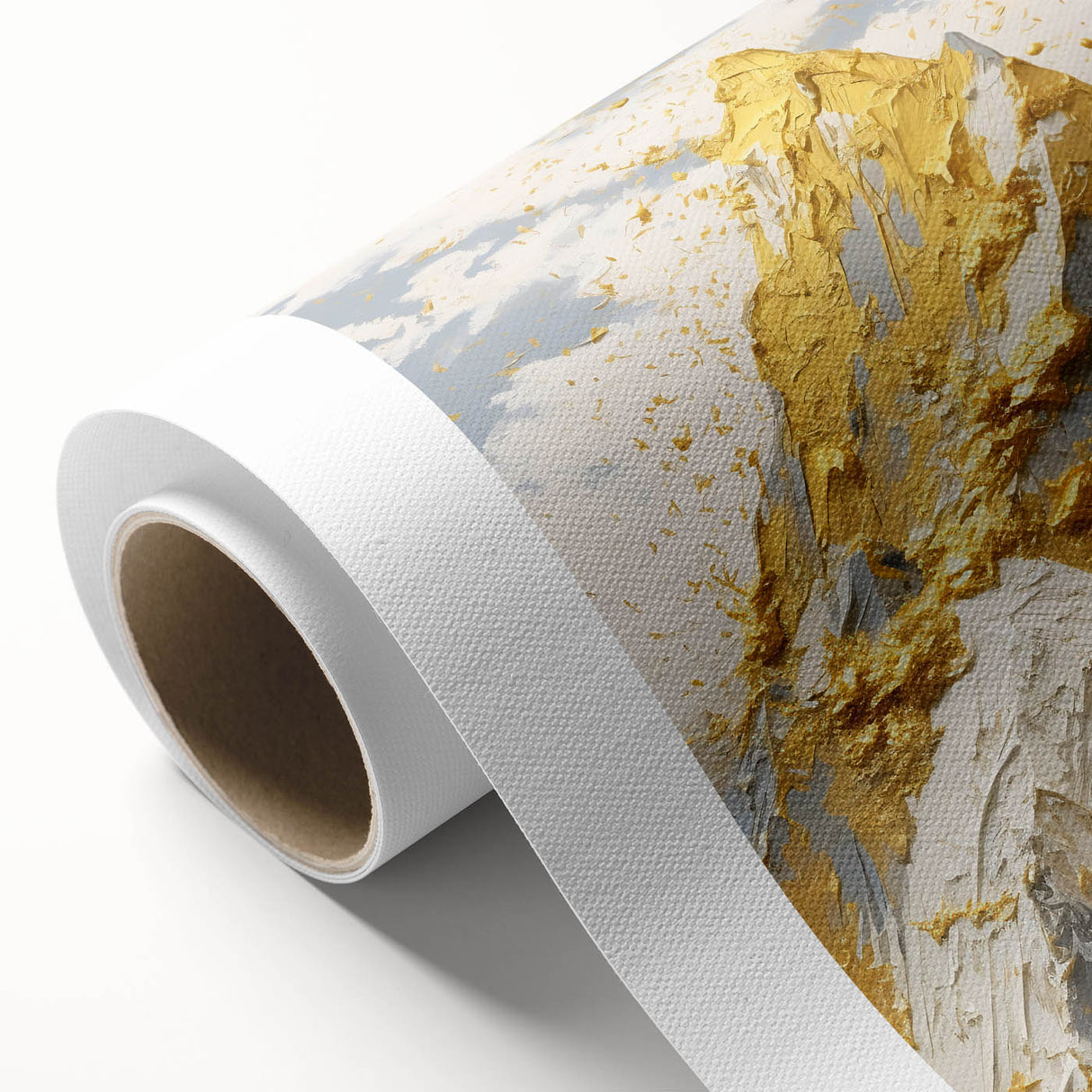 Golden Mountain Glam Wall Art - Elegant White and Gold Home Decor