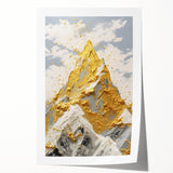 Golden Mountain Glam Wall Art - Elegant White and Gold Home Decor