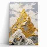 Golden Mountain Glam Wall Art - Elegant White and Gold Home Decor