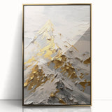 Golden Mountain Glam Wall Art - Elegant White and Gold Home Decor