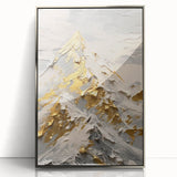 Golden Mountain Glam Wall Art - Elegant White and Gold Home Decor