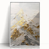 Golden Mountain Glam Wall Art - Elegant White and Gold Home Decor
