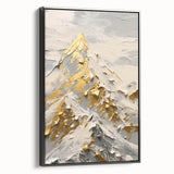 Golden Mountain Glam Wall Art - Elegant White and Gold Home Decor