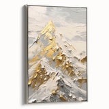 Golden Mountain Glam Wall Art - Elegant White and Gold Home Decor
