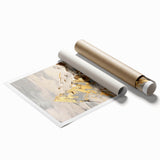 Golden Mountain Glam Wall Art - Elegant White and Gold Home Decor