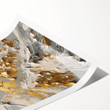 Golden Mountain Glam Wall Art - Elegant White and Gold Home Decor