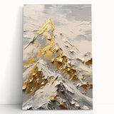 Golden Mountain Glam Wall Art - Elegant White and Gold Home Decor
