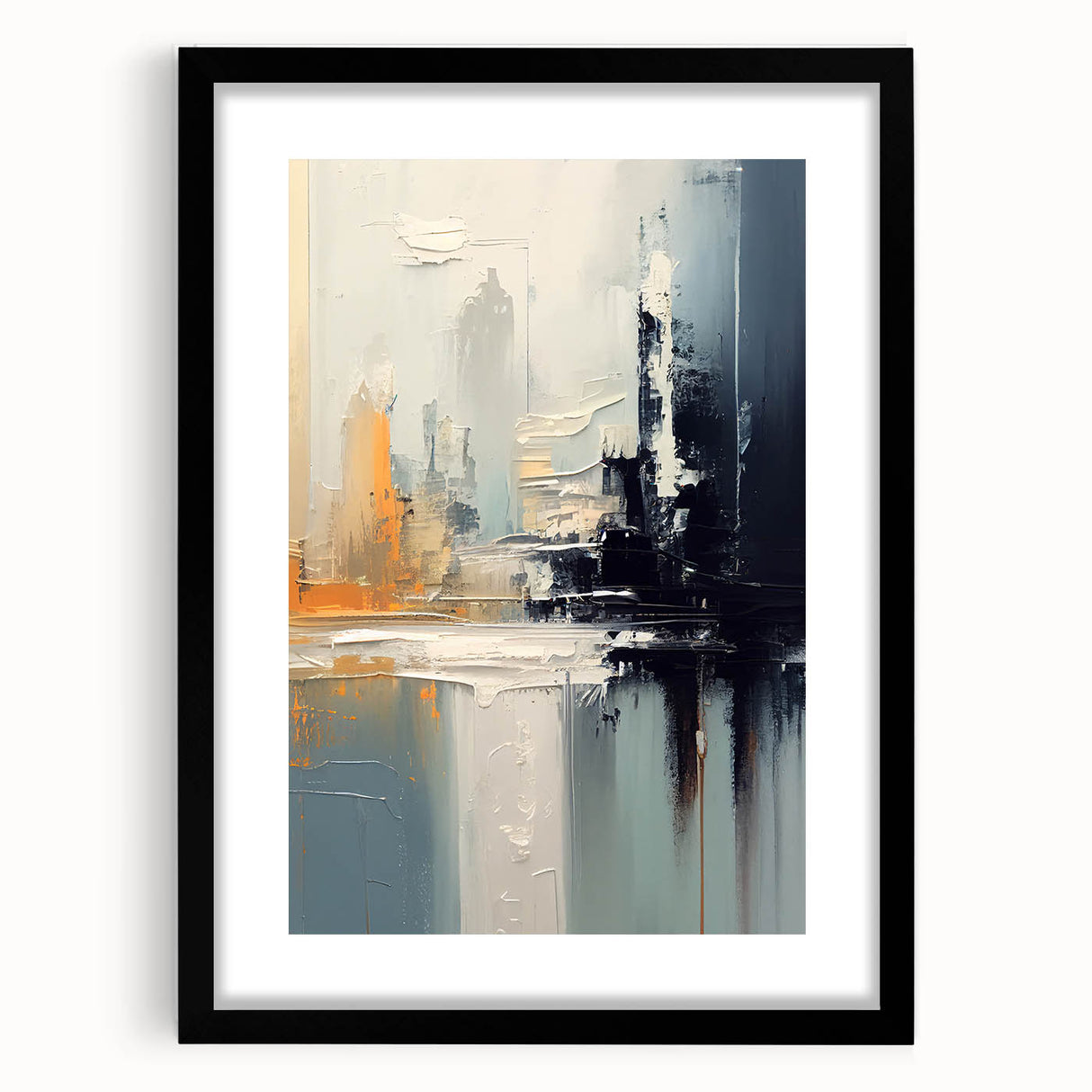 Modern Abstract Glam Wall Art - Chic Gray, Black, and Orange Decor