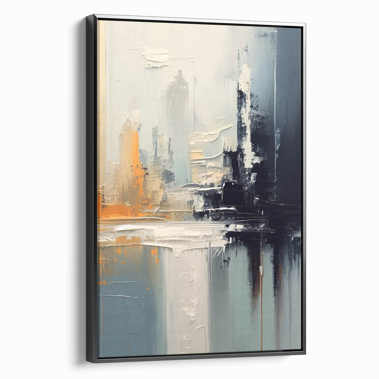 Modern Abstract Glam Wall Art - Chic Gray, Black, and Orange Decor