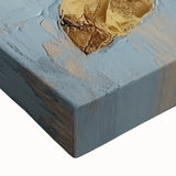 Elegant Floral Glam Wall Art - White Flower on Blue and Gold Background