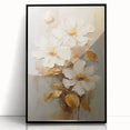 Chic Floral Glam Wall Art - Cream Blossoms with Gold Leaves Accent