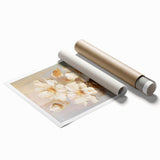 Chic Floral Glam Wall Art - Cream Blossoms with Gold Leaves Accent