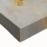 Chic Floral Glam Wall Art - Cream Blossoms with Gold Leaves Accent