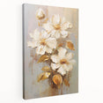 Chic Floral Glam Wall Art - Cream Blossoms with Gold Leaves Accent
