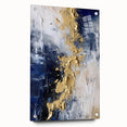 Modern Abstract Glam Wall Art - Gold and Navy Blue Textured Canvas