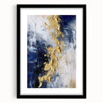 Modern Abstract Glam Wall Art - Gold and Navy Blue Textured Canvas