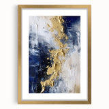 Modern Abstract Glam Wall Art - Gold and Navy Blue Textured Canvas
