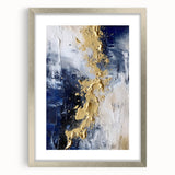 Modern Abstract Glam Wall Art - Gold and Navy Blue Textured Canvas