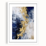 Modern Abstract Glam Wall Art - Gold and Navy Blue Textured Canvas