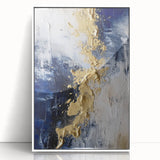 Modern Abstract Glam Wall Art - Gold and Navy Blue Textured Canvas