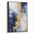 Modern Abstract Glam Wall Art - Gold and Navy Blue Textured Canvas