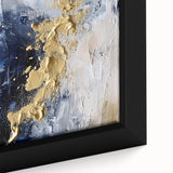 Modern Abstract Glam Wall Art - Gold and Navy Blue Textured Canvas