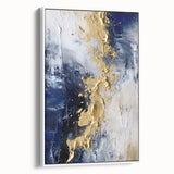 Modern Abstract Glam Wall Art - Gold and Navy Blue Textured Canvas