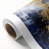 Modern Abstract Glam Wall Art - Gold and Navy Blue Textured Canvas