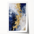 Modern Abstract Glam Wall Art - Gold and Navy Blue Textured Canvas