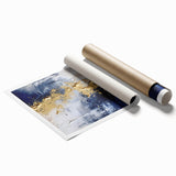 Modern Abstract Glam Wall Art - Gold and Navy Blue Textured Canvas