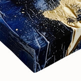 Modern Abstract Glam Wall Art - Gold and Navy Blue Textured Canvas