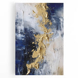 Modern Abstract Glam Wall Art - Gold and Navy Blue Textured Canvas