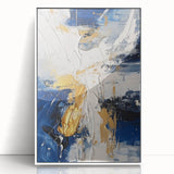 Abstract Gold and Navy Blue Modern Textured Canvas Wall Art
