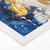 Abstract Gold and Navy Blue Modern Textured Canvas Wall Art