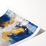 Abstract Gold and Navy Blue Modern Textured Canvas Wall Art