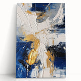 Abstract Gold and Navy Blue Modern Textured Canvas Wall Art