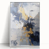 Abstract Navy and Gold Textured Canvas Art - Luxe Modern Wall Decor
