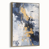 Abstract Navy and Gold Textured Canvas Art - Luxe Modern Wall Decor